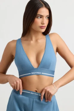 Oh Polly Matching Sets | Tops^Plunge-Neck Crop Top in Steel Blue SteelBlue
