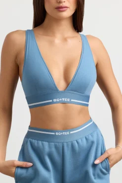 Oh Polly Matching Sets | Tops^Plunge-Neck Crop Top in Steel Blue SteelBlue