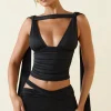 Oh Polly Co-Ords | Tops^Plunge-Neck Draped Top in Black