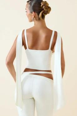 Oh Polly Co-Ords | Tops^Plunge-Neck Draped Top in Vanilla