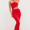 Oh Polly Women'S Clothing Sale - $65 And Under | Women'S Clothing Sale - $40 And Under^Premium Jersey Asymmetric Cut Out Maxi Dress in Scarlet Red ScarletRed