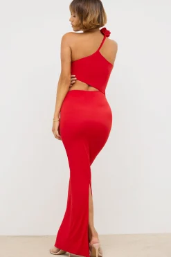 Oh Polly Women'S Clothing Sale - $65 And Under | Women'S Clothing Sale - $40 And Under^Premium Jersey Asymmetric Cut Out Maxi Dress in Scarlet Red ScarletRed