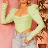 Oh Polly Women'S Clothing Sale - $65 And Under | Women'S Clothing Sale - $40 And Under^Puff Shoulder Crop Top in Lime