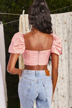 Oh Polly Women'S Clothing Sale - $65 And Under | Women'S Clothing Sale - $40 And Under^Puff Sleeve Crop Top in Coral