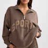 Oh Polly Sweatshirts | Matching Sets^Quarter-Zip Sweatshirt in Espresso