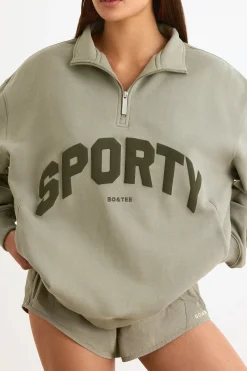 Oh Polly Sweatshirts | Matching Sets^Quarter-Zip Sweatshirt in Mineral