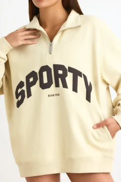 Oh Polly Sweatshirts | Matching Sets^Quarter-Zip Sweatshirt in Bone