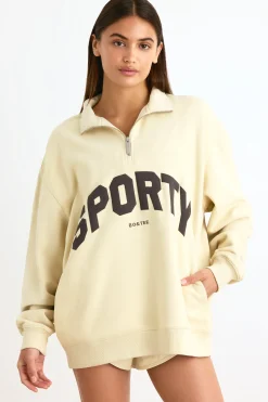 Oh Polly Sweatshirts | Matching Sets^Quarter-Zip Sweatshirt in Bone