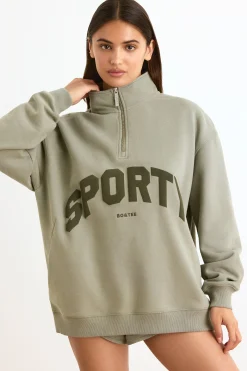 Oh Polly Sweatshirts | Matching Sets^Quarter-Zip Sweatshirt in Mineral