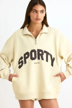 Oh Polly Sweatshirts | Matching Sets^Quarter-Zip Sweatshirt in Bone