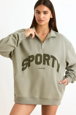 Oh Polly Sweatshirts | Matching Sets^Quarter-Zip Sweatshirt in Mineral