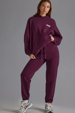 Oh Polly Tracksuits | Matching Sets^Relaxed Mid-Rise Joggers in Grape