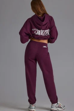 Oh Polly Tracksuits | Matching Sets^Relaxed Mid-Rise Joggers in Grape