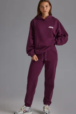 Oh Polly Tracksuits | Matching Sets^Relaxed Mid-Rise Joggers in Grape