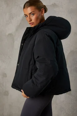 Oh Polly Coats^Reversible Hooded Puffer Jacket in Black