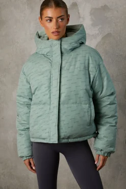 Oh Polly Coats^Reversible Hooded Puffer Jacket in Iceberg Green IcebergGreen