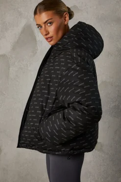 Oh Polly Coats^Reversible Hooded Puffer Jacket in Black