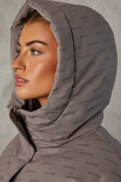 Oh Polly Coats^Reversible Hooded Puffer Jacket in Warm Grey WarmGrey