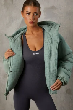 Oh Polly Coats^Reversible Hooded Puffer Jacket in Iceberg Green IcebergGreen