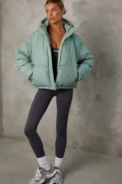 Oh Polly Coats^Reversible Hooded Puffer Jacket in Iceberg Green IcebergGreen