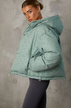 Oh Polly Coats^Reversible Hooded Puffer Jacket in Iceberg Green IcebergGreen