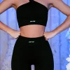 Oh Polly Shorts^Ribbed Biker Shorts in Black