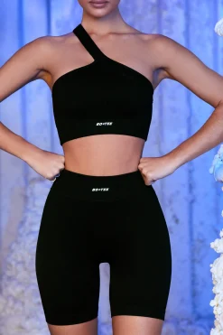 Oh Polly Shorts^Ribbed Biker Shorts in Black