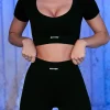 Oh Polly Shorts^Ribbed Mini Shorts in Black