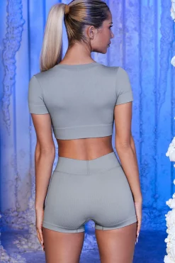 Oh Polly Women'S Clothing Sale - $65 And Under | Women'S Clothing Sale - $40 And Under^Ribbed Mini Shorts in Grey