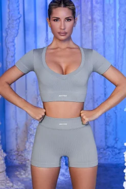 Oh Polly Women'S Clothing Sale - $65 And Under | Women'S Clothing Sale - $40 And Under^Ribbed Mini Shorts in Grey