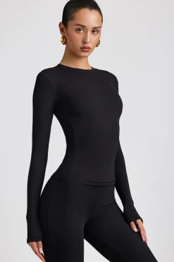 Oh Polly Tops | Elevated Essentials^Ribbed Modal Crew Neck Top in Black