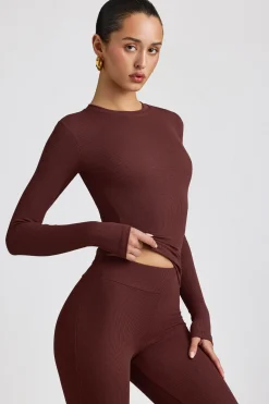 Oh Polly Tops | Elevated Essentials^Ribbed Modal Crew Neck Top in Espresso