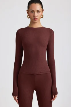 Oh Polly Tops | Elevated Essentials^Ribbed Modal Crew Neck Top in Espresso
