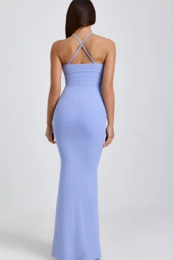 Oh Polly Tencel™ Modal Dresses^Ribbed Modal Halterneck Maxi Dress in Bluebell