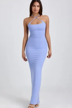 Oh Polly Tencel™ Modal Dresses^Ribbed Modal Halterneck Maxi Dress in Bluebell