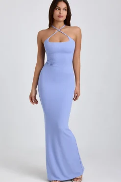 Oh Polly Tencel™ Modal Dresses^Ribbed Modal Halterneck Maxi Dress in Bluebell