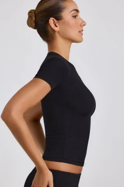 Oh Polly Co-Ords | Tops^Ribbed Modal High Neck Top in Black