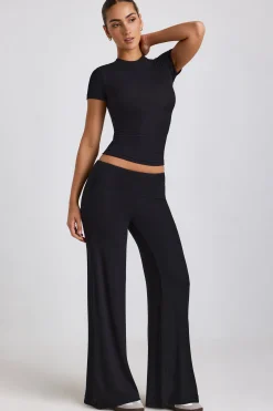 Oh Polly Co-Ords | Tops^Ribbed Modal High Neck Top in Black