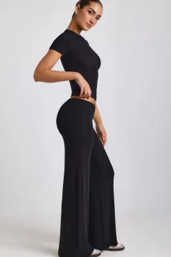 Oh Polly Co-Ords | Tops^Ribbed Modal High Neck Top in Black