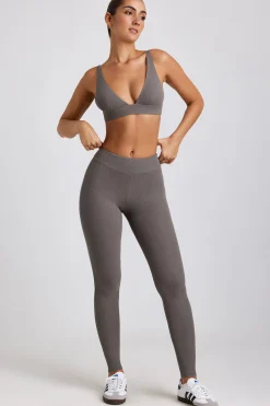 Oh Polly Bottoms | Co-Ords^Ribbed Modal High Waist Leggings in Grey