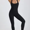 Oh Polly Jumpsuits & Unitards | Elevated Essentials^Ribbed Modal Lace-Trim Jumpsuit in Black