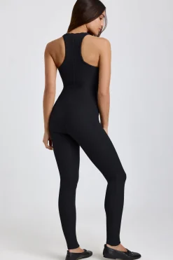 Oh Polly Jumpsuits & Unitards | Elevated Essentials^Ribbed Modal Lace-Trim Jumpsuit in Black