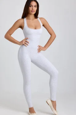 Oh Polly Jumpsuits & Unitards | Elevated Essentials^Ribbed Modal Lace-Trim Jumpsuit in Grey