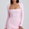Oh Polly Tencel™ Modal Dresses^Ribbed Modal Lace-Trim Mini Dress in Blossom Pink BlossomPink
