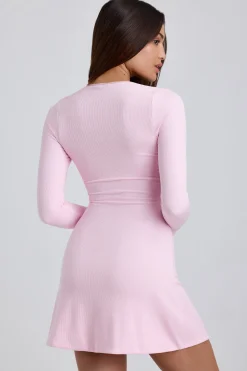 Oh Polly Tencel™ Modal Dresses^Ribbed Modal Lace-Trim Mini Dress in Blossom Pink BlossomPink