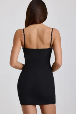 Oh Polly Women'S Clothing Sale - $65 And Under | Women'S Clothing Sale - $40 And Under^Ribbed Modal Lace-Trim Mini Dress in Black