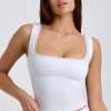 Oh Polly Co-Ords | Tops^Ribbed Modal Lace-Trim Tank Top in Grey