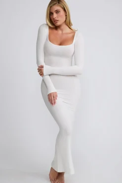 Oh Polly Tencel™ Modal Dresses^Ribbed Modal Long Sleeve Maxi Dress in White