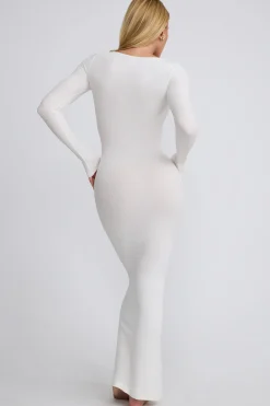 Oh Polly Tencel™ Modal Dresses^Ribbed Modal Long Sleeve Maxi Dress in White