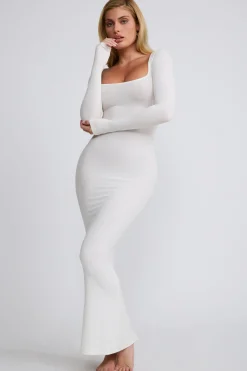Oh Polly Tencel™ Modal Dresses^Ribbed Modal Long Sleeve Maxi Dress in White